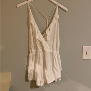 Topshop White Cover Up Ruffle Romper Sz S